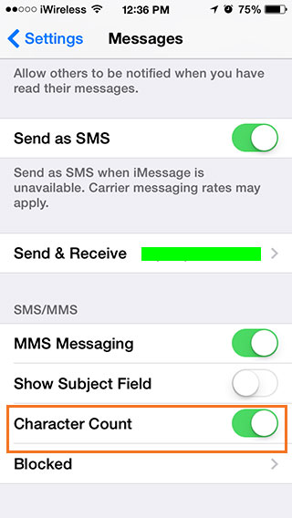 فعال کردن کاراکتر شمار پیام ها در آیفون و آیپد فعال کردن کاراکتر شمار پیام ها در آیفون و آیپد
