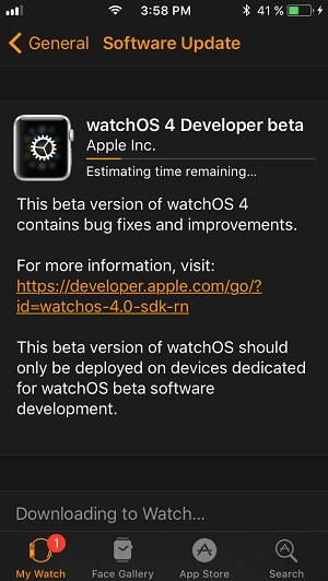 نصب watchOS 4 Developer Beta