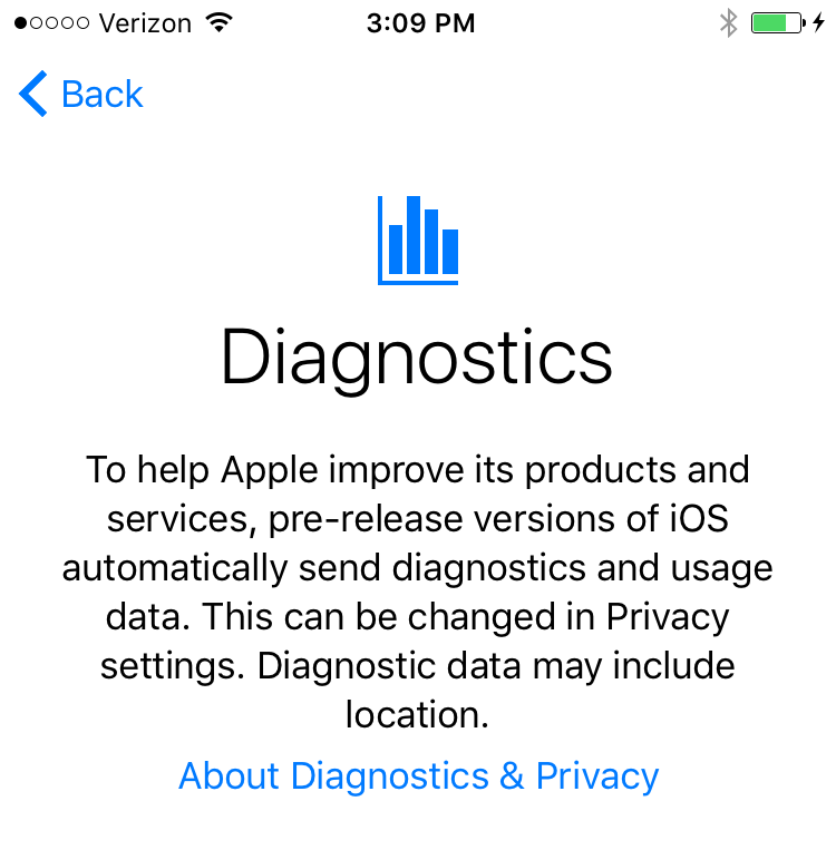تنظیمات Diagnostics