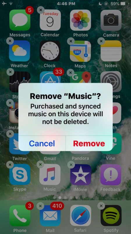 ایا می توان اپلیکیشن Music را در iOS 10 و یا iOS 11 حذف کرد