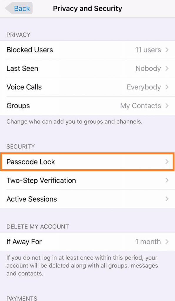 اموزش قراردادن پسورد برای تلگرام اموزش قراردادن پسورد برای تلگرام