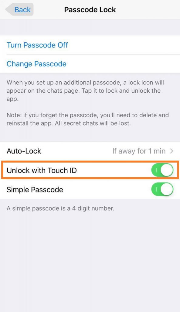 قفل کردن صفحه تلگرام در گوشی ایفون قفل کردن صفحه تلگرام در گوشی ایفون