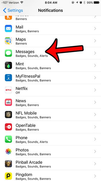 تنظیم اس ام اس های دریافتی در ایفون