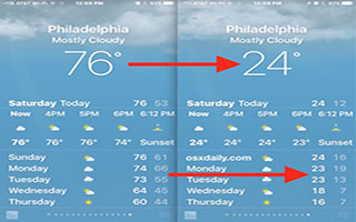 تغییر واحد دمای آب و هوا از فارنهایت به سلسیوس در آیفون